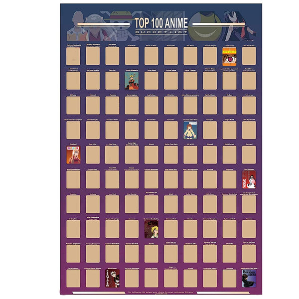 newest 100 anime scratch off poster